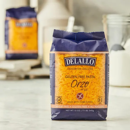 Miniatura 5 de DeLallo Pasta Orzo sin gluten, hecha con maíz y arroz, sin trigo, bolsa de 12 onzas, paquete de 12
