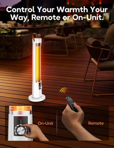 Miniatura 4 de Calentador de exterior para patio, calentadores infrarrojos eléctricos de 1500 W para porche, garaje, uso en interiores, temporizador de 9 horas