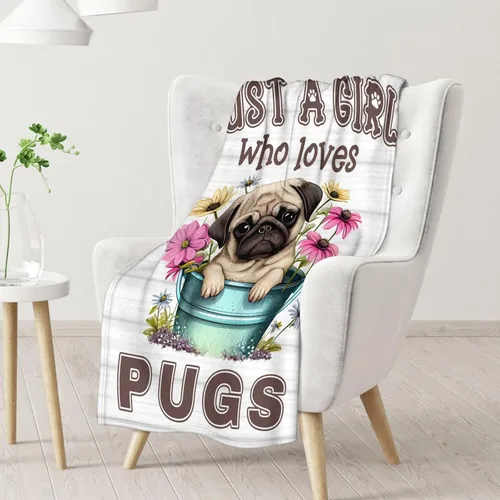 Miniatura 2 de Manta de Pug para regalo, 30 x 40 pulgadas, bonita manta para amantes de los perros, mantas blancas de felpa suave para sofá, oficina
