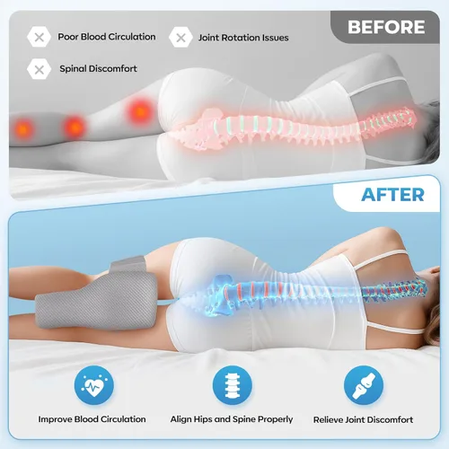 Miniatura 4 de Almohada de rodilla para personas que duermen de lado con correa ajustable, cojín de espuma viscoelástica para piernas, cómodo apoyo para aliviar