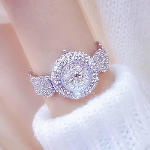 Miniatura 2 de Ladies Dress Watch Luxury Quartz Small Face Diamond Shining Bling Watches Silver Analog Watch for Women Waterproof Gifts for Women