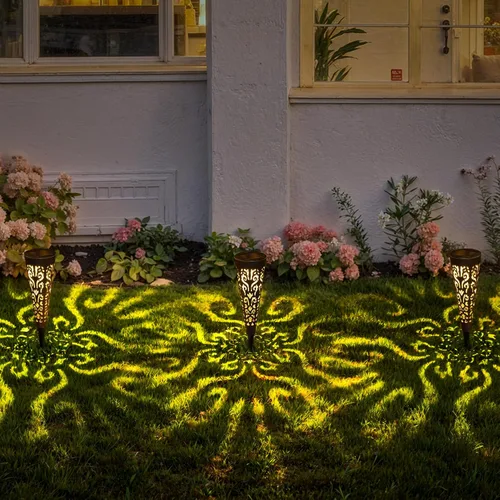 Miniatura 5 de Go2garden 6 luces solares para decoración de jardín al aire libre, regalos para mujeres y madres, estacas cónicas impermeables para jardín, césped