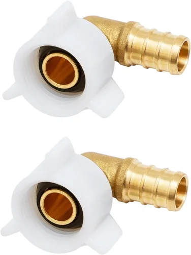 SUNGATOR Paquete de 2 accesorios de engarce de latón con codo giratorio PEX de 1/2 pulgada, accesorios Pex de 1/2 pulgada, adaptador hembra