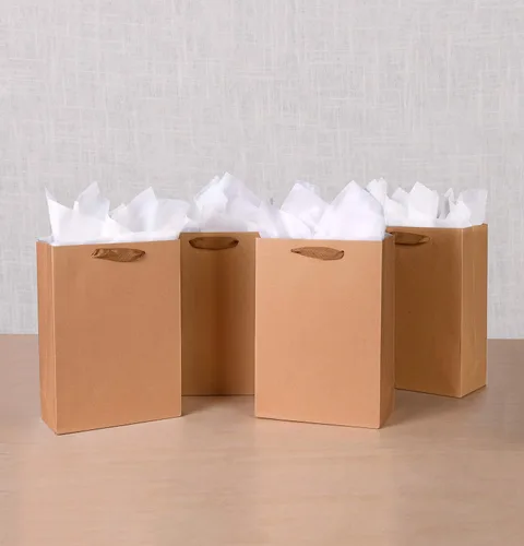 Miniatura 6 de 10 bolsas de regalo con papel de seda de 8 x 4 x 11 pulgadas. Kraft 8