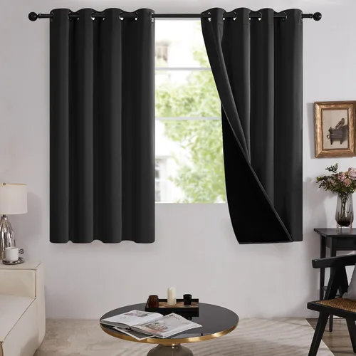 Miniatura 30 de Deconovo Cortinas 100% opacas, cortinas de ventana con aislamiento térmico, paneles reductores de ruido, cortinas de forro negro, con ojales