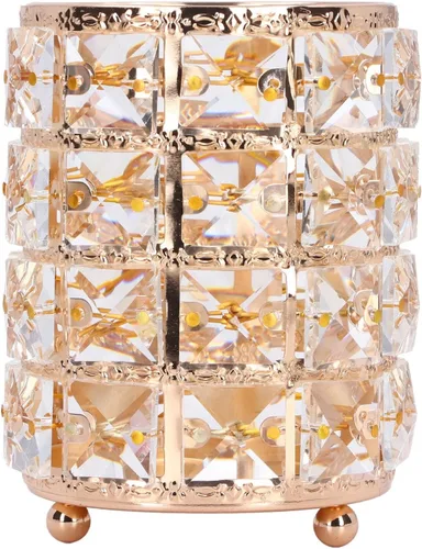 Soporte para lápices, organizador de brochas de maquillaje plplaaoo de estilo europeo, organizador de cosméticos de cristal redondeado de cristal