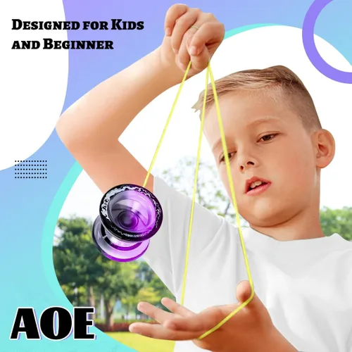 Miniatura 8 de 7YO AOE Yoyo Profesional Sensible para Niños, Yo-yo Principiante con Agujeros Profundos para Dedos, Yoyo de Trucos de Plástico con Rodamiento No