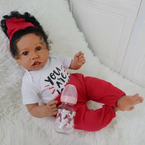 Miniatura 5 de KSBD Realistic Reborn Baby Doll Niña Negra – Muñeca Recién Nacida Afroamericana Realista de 20 Pulgadas con Cuerpo Suave Conjunto de Regalo