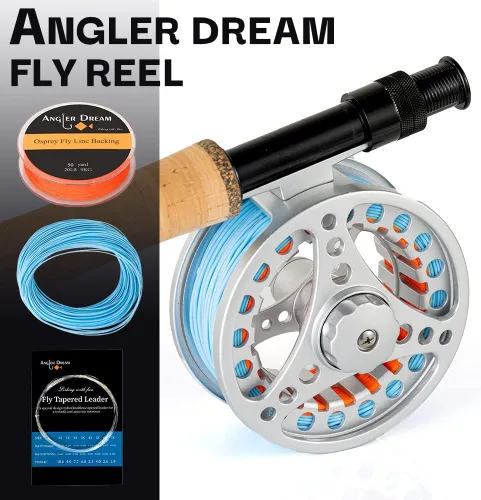 Miniatura 3 de Carrete de mosca (1/2WT 3/4WT 5/6WT 7/8WT) con línea Combo de aleación de aluminio Arbor grande Carretes de pesca con mosca Peso adelante Línea