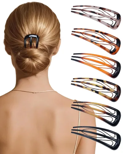 Miniatura 10 de 6 horquillas francesas para mujer, tenedores en forma de U para moño, moños, rizos franceses, fijación fuerte, 3 dientes internos, palillos