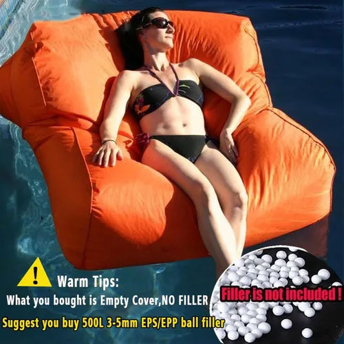 Miniatura 4 de Puf flotante para piscina (sin rellenos), silla de descanso de juegos acuáticos, silla de sol flotante, funda flotante para tumbona sin relleno