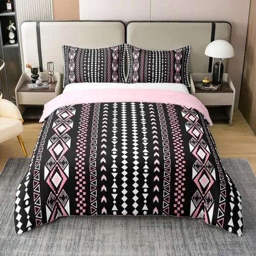 Miniatura 38 de Erosebridal Bohemian 100% Natural Cotton Duvet Cover Twin Country Southwestern Bedding Set Boho Aztec Arrows Diamond Comforter Cover Black Gray