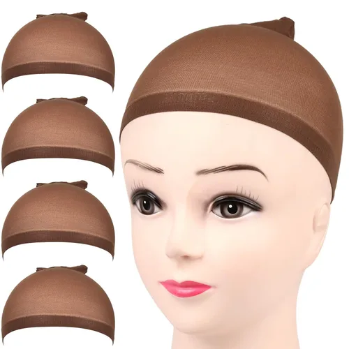 Miniatura 10 de Fandamei Gorra de peluca HD, gorras de peluca ultrafinas de color marrón oscuro, 4 gorras de peluca de nailon súper finas para mujer, elásticas