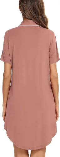 Miniatura 50 de Samring Camisón de pijama para mujer, manga corta/larga, con botones, camisón para dormir, camisón para novio, talla XXL