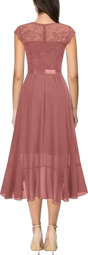 Miniatura 2 de Miusol Vestido de dama de honor elegante con cuello en V y encaje floral retro para mujer