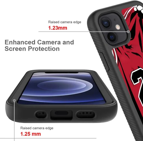 Miniatura 2 de Basketball King 23, diseño de jersey rojo, compatible con iPhone 11, funda de lujo a prueba de golpes, funda resistente de doble capa de TPU suave +