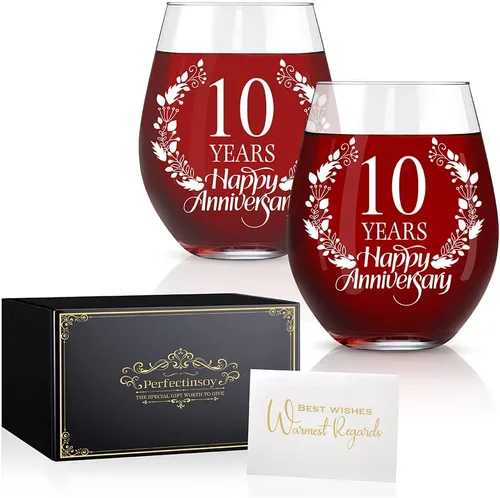 Miniatura 17 de Perfectinsoy Juego de 2 copas de vino de 40 años de feliz aniversario, regalo de boda para mamá, papá, esposa, alma gemela, pareja, divertido