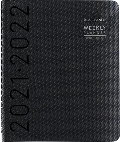 Agenda académica semanal y mensual 2021-2022, AT-A-GLANCE, 8-1/4 x 11 pulgadas, grande, para profesor, estudiante, contemporánea, grafito (70957X45)
