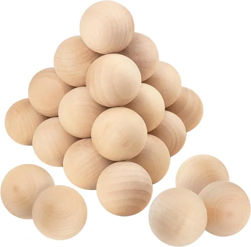 Paquete de 20 bolas de madera sin terminar de 2 pulgadas, bolas de madera de 2 pulgadas, esferas de madera para manualidades, proyectos y