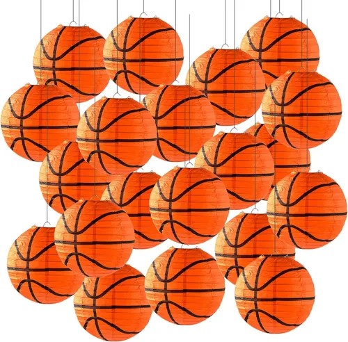 Miniatura 9 de 10 Piezas Linternas de Papel de Baloncesto Naranjas Decoraciones de 8 Pulgadas para Colgar del Techo Linternas de Baloncesto Linternas de Papel