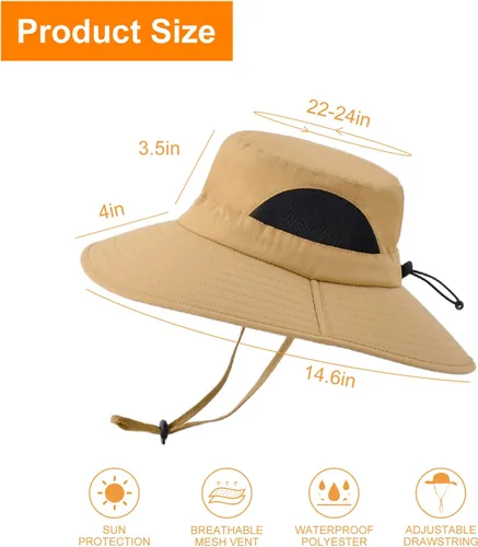 Miniatura 4 de Surblue Sombrero de sol para mujeres/hombres, sombrero de pesca con protección UV UPF 50+ sombrero de pescador de ala ancha Caqui