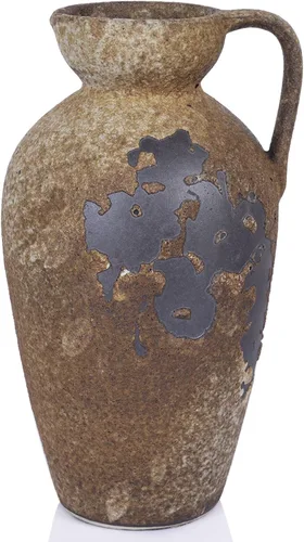 Wabi Sabi - Jarrón vintage oxidado, 11 pulgadas de alto, decoración rústica de Wabi Sabi para centro de mesa, floreros de cerámica texturizada para