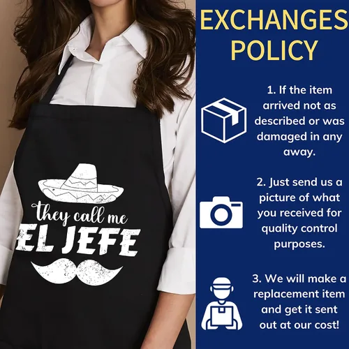 Miniatura 3 de LimeSky divertido jefe mexicano jefe chef gift y call me el jefe delantal – Delantal de trabajo de cocina negro, talla única para mujeres y hombres