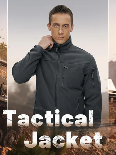 Miniatura 2 de TACVASEN Chaqueta de forro polar para hombre, chaqueta de invierno con cremallera completa, chaqueta táctica ligera, abrigos de senderismo al aire