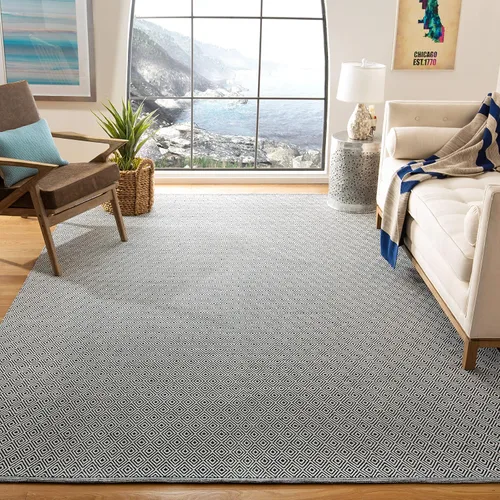 Miniatura 5 de SAFAVIEH Montauk Collection MTK515J - Alfombra redonda de algodón de tejido plano, hecha a mano, 6 pies, color marfil y verde espuma