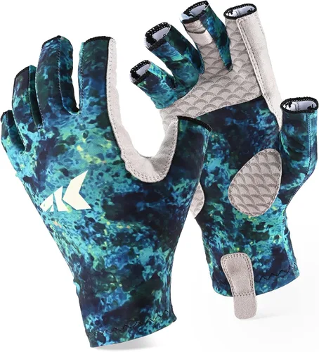 Miniatura 9 de KastKing La Sal Guantes de pesca UPF50+ Guantes de sol Guantes de protección UV Guantes sin dedos para hombres y mujeres para exteriores, kayak