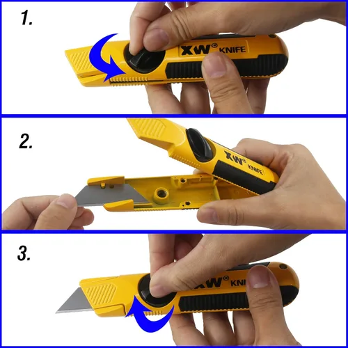 Miniatura 4 de XW Cuchillo utilitario de hoja fija, cortador de paneles de yeso resistente no retráctil, 10 cuchillas adicionales incluidas, paquete de 2