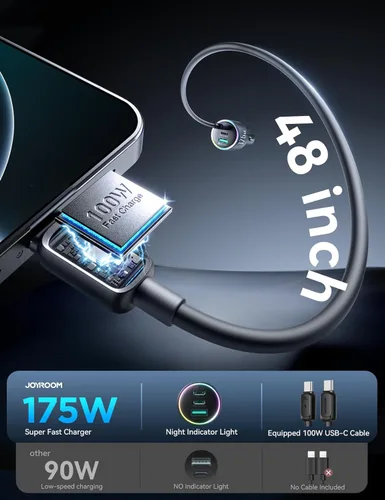 Miniatura 9 de JOYROOM Cargador de coche de 175 W USB C de carga rápida [GaN] Cargador de encendedor de cigarrillos de coche de 3 puertos con cable USBC, cargador
