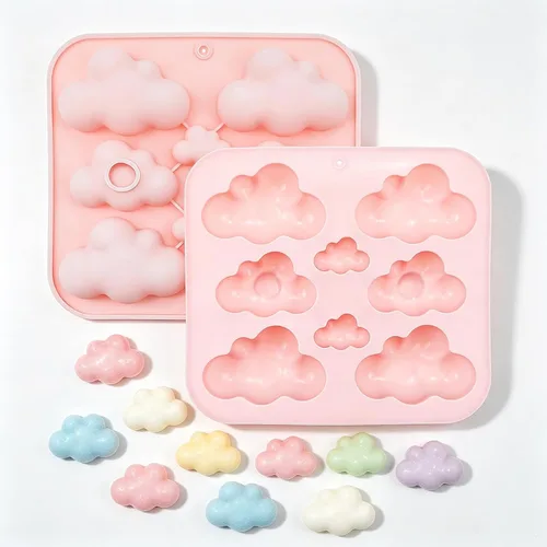 Paquete de 2 moldes de silicona con forma de nube, bandeja, molde de chocolate en forma de nube, molde de fondant 3D para pasteles, alimentos,