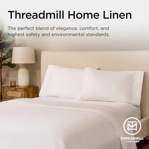 Miniatura 8 de Threadmill Sábanas 100% de algodón Supima americano, tamaño King, 1000 hilos, juego de sábanas de 4 piezas, sábana de satén suave, sábana de cama