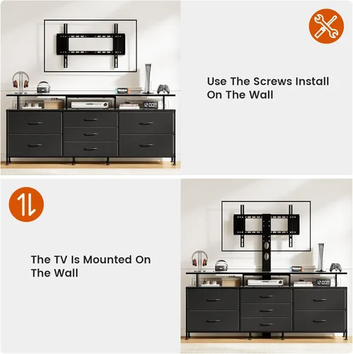 Miniatura 5 de REAHOME Soporte de TV con Soporte, Centro de Entretenimiento de 63" para Televisores de 32/45/55/60/65/70 pulgadas, Mesa Consola Multimedia con 7