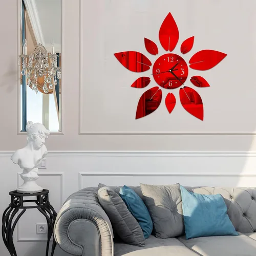 Miniatura 4 de Pegatinas de espejo de pared grandes digitales 3D con diseño de flores modernas, autoadhesivas, de cristal, acrílico, pétalos, bricolaje