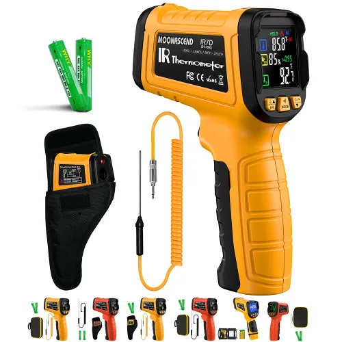 Miniatura 12 de Pistola de termómetro infrarrojo 50:1, pistola de temperatura láser sin contacto de -58 °F a 2732 °F para cocinar, horno de pizza, reptil, plancha