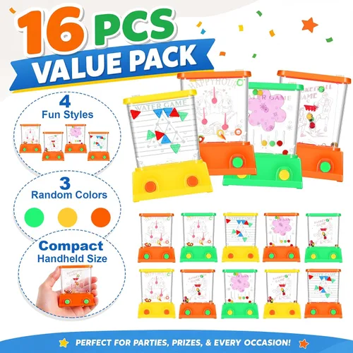 Miniatura 4 de Zhanmai Juego de agua de mano, 16 unidades, mesas de agua para lanzar anillos de agua para playa, juguete de fiesta, entretenimiento divertido, sin