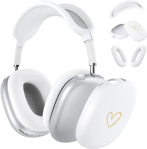 Miniatura 22 de Funda para AirPods Max, silicona suave antiarañazos con patrón de corazón dorado para auriculares Apple AirPods Max (negro)