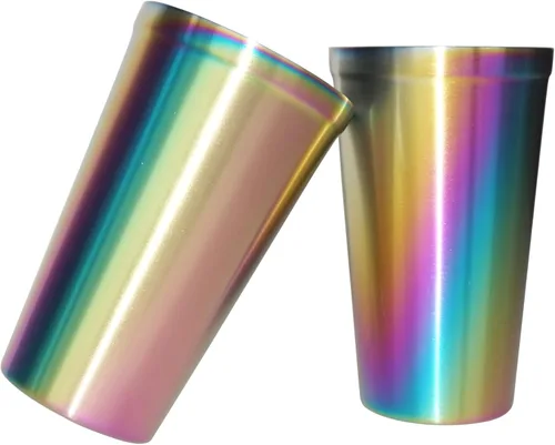 Miniatura 2 de Youda Vasos aislados de acero inoxidable de doble pared (juego de 2) apilables, taza de café/taza de té/vasos de cerveza enfriadores, ideales
