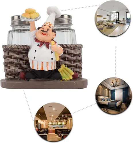 Miniatura 3 de BORDSTRACT Soporte para estatura, juego de salero y pimentero, decoración de botellas, caja de almacenamiento de especias para cocina