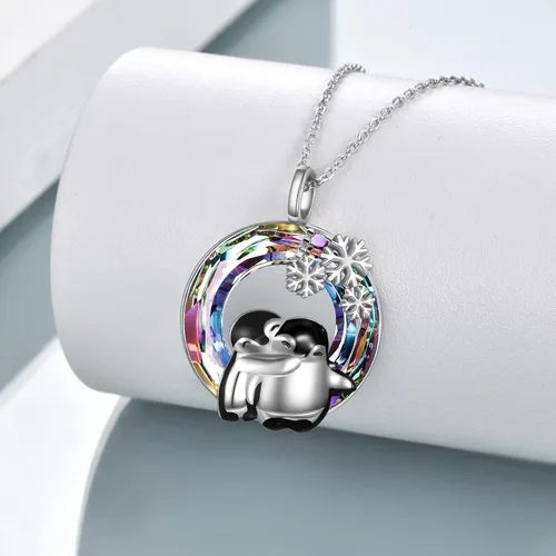 Miniatura 5 de Pingüinosperezosospandasbúhospanda rojojirafagatosllamasdinosaurioosocerdo monoconejito de Pascua, regalos de pingüinos, plata de ley 925, joyería