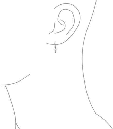 Miniatura 3 de Classic Simple Cuff Drop Dangle Religious Cross Earrings For Women Teen Lever Back Fish Hook Gold Plated .925 Sterling Silver