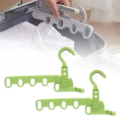 Miniatura 14 de 4 perchas plegables de viaje, colgador de ropa plegable portátil con 5 agujeros, colgador de ropa montado en la pared, estante de secado plegable