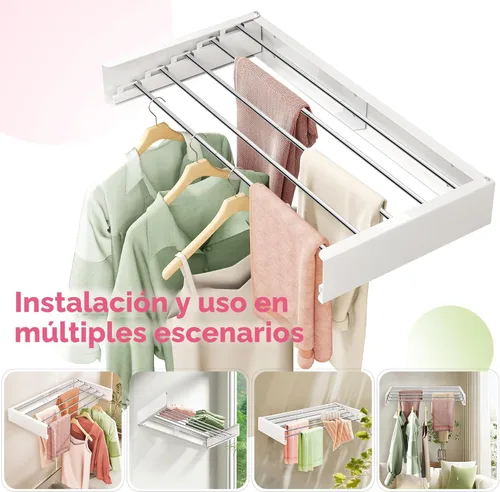 Miniatura 6 de ZdwCyl Estante de secado montado en la pared, 32 pulgadas, plegable, estante de secado de ropa, soporte de pared, estante de secado para ropa
