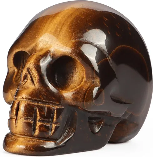 Miniatura 9 de Artistone Estatuas de calavera de cristal de 2.0 pulgadas, figuras de esqueleto humano talladas a mano, escultura de hueso de cabeza, estatua