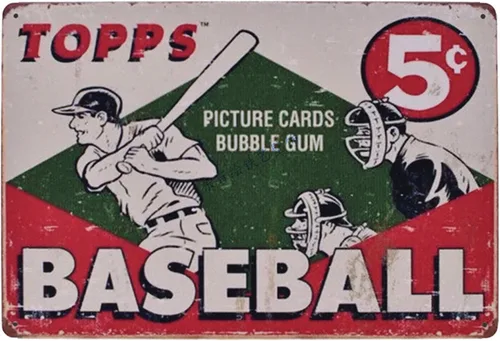 ZOVSON Topps - Letrero de metal retro de béisbol, vintage, retro, para el hogar, bar, cocina, granja, decoración del hogar, regalos, 8 x 12 pulgadas