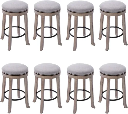Miniatura 13 de DUOMAY Taburetes de bar giratorios modernos con respaldo, taburetes de altura de mostrador de 28 pulgadas, taburete de bar tapizado de lino