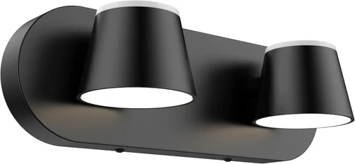 URSOLA Luz de Tocador de Baño de 2 Luces, Accesorios de Iluminación de Pared LED Negros, Orientables Arriba y Abajo, Regulables, Accesorios de