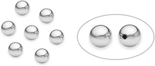 Miniatura 4 de 50 cuentas redondas sueltas lisas sin costuras de 0.394 pulgadas chapadas en plata de ley y latón espaciador de metal para manualidades de joyería
